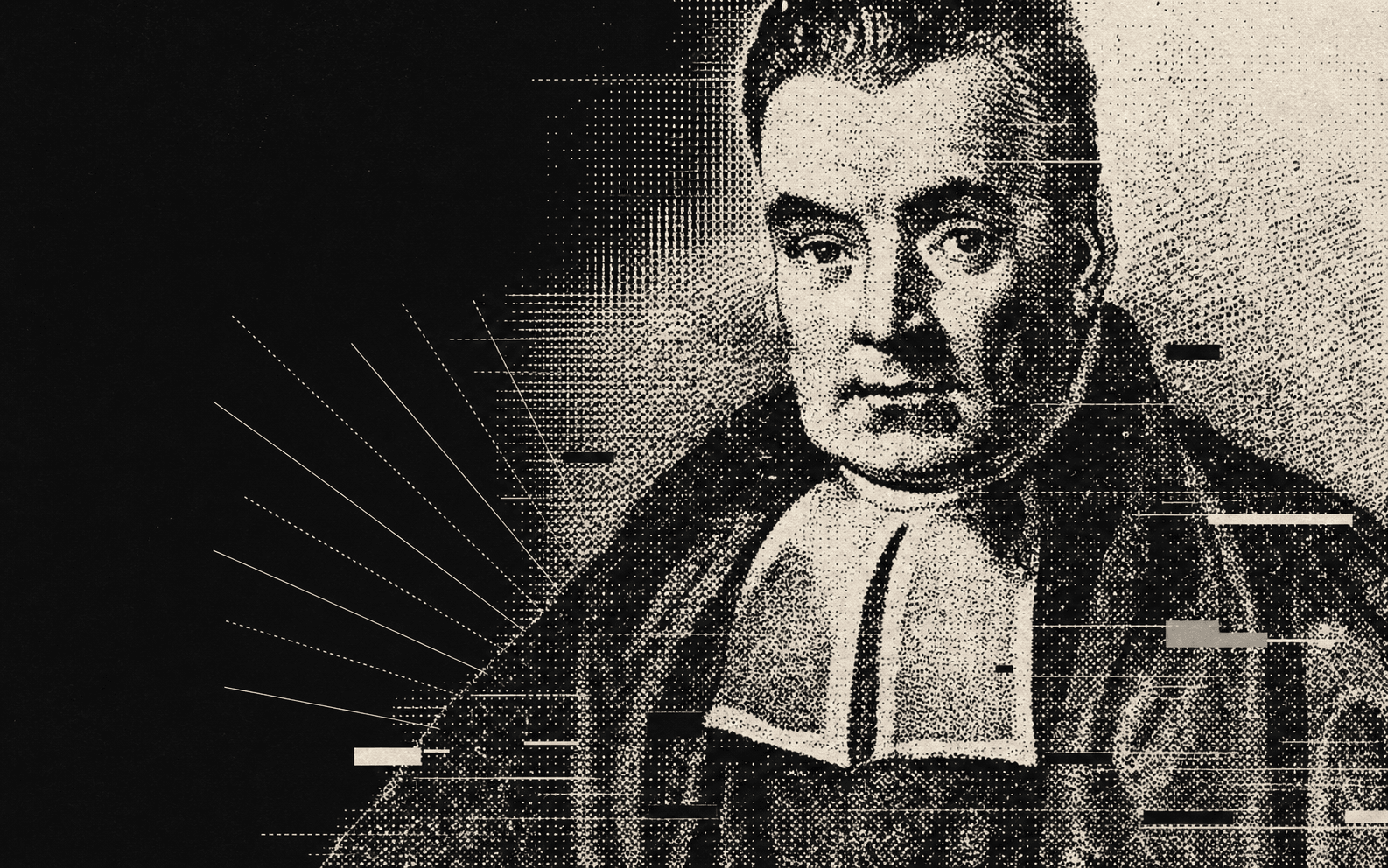 Halftone archival portrait of Thomas Bayes